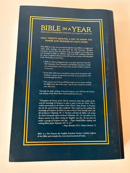 Bible in a Year – ESV Catholic Edition – Tree of Life Paperback Cover Optoon